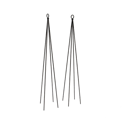 Achla Designs 34" H Black Powdercoated Wrought Iron Outdoor Garden Container Trellis (Set of 2)