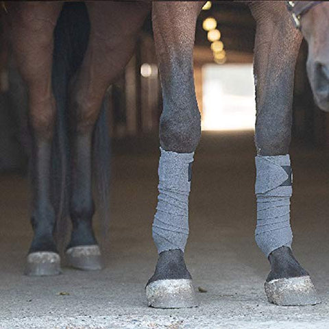 BENEFAB Therapeutic Polo Wraps | Set of 4 | Far-Infrared Technology Keeps Muscles Supple, Prevents Injuries, Promotes Blood Flow, Reduces Pain & Stiffness | Grey | Full Size (Horse)