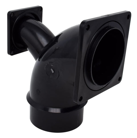 Valterra T1036 Flanged Valve Fitting - 2-Way Ell, 3" Bayonet x 3" Rotating Flange x 1-1/2" Rotating Flange , Black