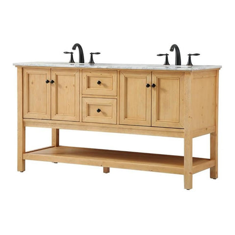 Elegant Decor Metropolis 60" Aluminum MDF Double Bathroom Vanity in Natural Wood