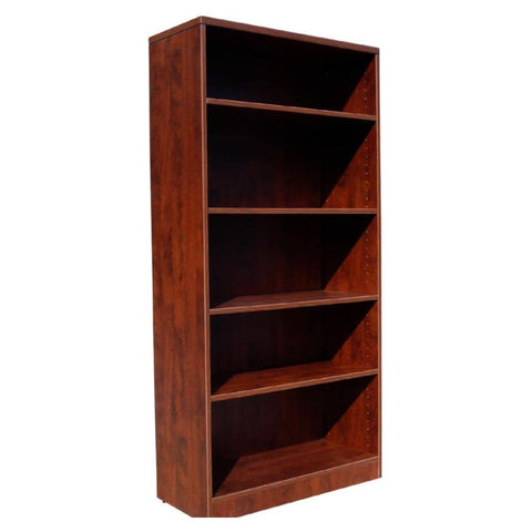 Oakestry Mahogany Bookcase Storage Unit Thermal Fused Melamine Construction 3mm PVC Edge Banding Cam Lock Assembly System Leveling Glides for Stability for Home Office or Commercial Use