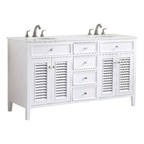 Elegant Kitchen and Bath Cape Cod Double Solid Wood Bathroom Vanity in White