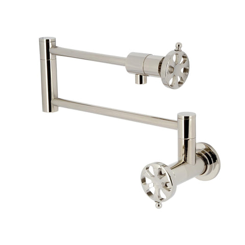 Kingston Brass KS4106RX Belknap Wall Mount Pot Filler, Polished Nickel