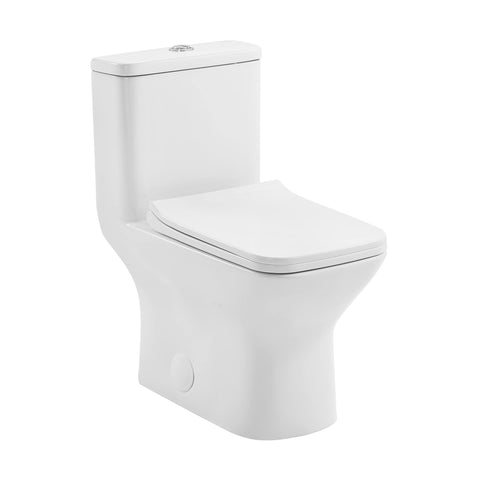 Swiss Madison SM-1T256 Carre One-Piece Toilet, Square Toilet, Dual-Flush Toilet 1.1/1.6 gpf, Modern Toilet, Toilets for Bathrooms, Glossy White