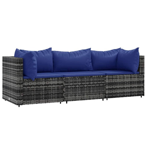 vidaXL 4 Piece Patio Lounge Set, Outdoor Furniture with Cushions- Gray Poly Rattan, Adjustable, Weather, Comfortable Seating Solution for BBQ, Garden, Poolside
