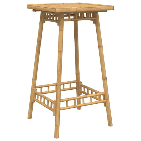 vidaXL Bamboo Square Outdoor Bar Table 21.7X21.7X39.4 in Fixed Slatted Frame Footrest for Dining Patio Use Multi Functional Garden Pub Tall Bistro High Balcony Furniture