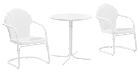 Tulip 3Pc Retro Outdoor Bistro Set Pastel Pink Gloss /White Satin - Bistro Table & 2 Chairs