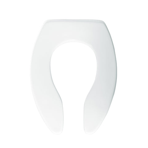 BEMIS 1655SSCT Commercial Open Front Plastic Toilet Seat, Heavy Duty Industrial No Slam Seat without Lid for Long Lasting Use, Made in USA, Elongated, White