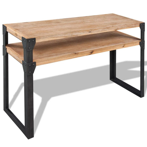 vidaXL Console Table Brown and Black 100% Solid Acacia Wood and Steel