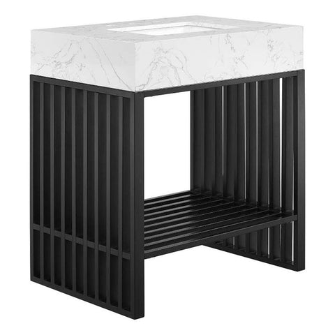 Modway Gridiron 30" Stainless Steel Bathroom Vanity, 30 Inch, Black