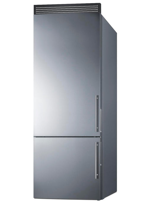 Summit FFBF279SSXIMH72LHD 28” Inch Wide Freezer Refrigerator, 14.6 cu.ft, Bottom Freezer, Ice Maker, ENERGY STAR, Frost-Free, Digital Temperature, Adjustable Glass, LED Lighting, Door Racks (LHD)
