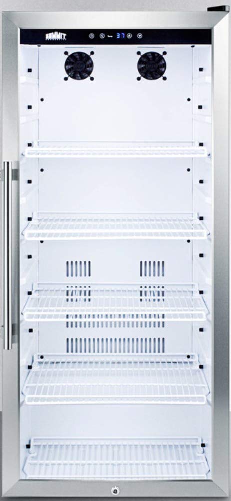 Summit Appliance SCR1006CSS Commercial Glass Door 22" Wide Beverage Merchandiser with Digital Controls, Auto Defrost, Digital Thermostat, LED Lighting, Lock and Stainless Steel Wrapped Cabinet