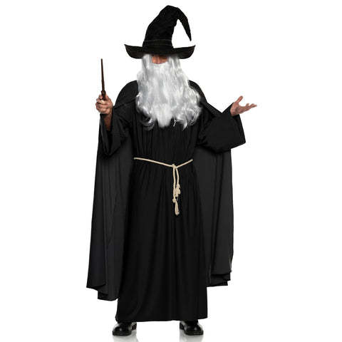 UNDERWRAPS Men's Black Warlock Costume - Halloween Costumes for Men, Renaissance Wizard Outfit, Adult Cosplay Costume (ONE SIZE 42-44)