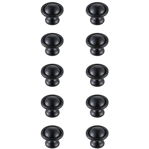 Elegant Lighting Indoor Modern Home Decorative Cabinet/Drawer Hardware Kadea 1.2" Diameter Matte Black Mushroom Knob Multipack (Set of 10)