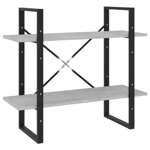 vidaXL 2-Tier Book Cabinet Concrete Gray 31.5"x11.8"x27.6" Chipboard