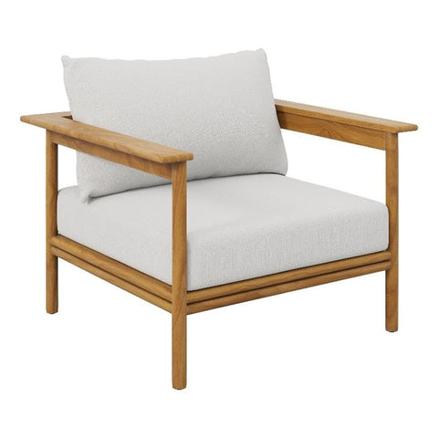 Modway Wren Teak Wood Outdoor Armchair in Natural Sail