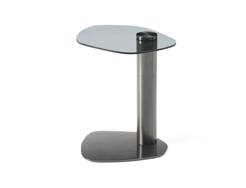 Whiteline Modern Outdoor Living ST1731-WHT Petunia Side Table Powder-Coated Aluminum Chinese HPL top, White/Walnut