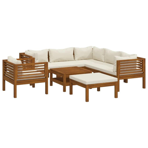 vidaXL Patio Lounge Set 8 Piece, Patio Furniture Set for Outdoor Garden, Sectional Sofa with Cushions, Corner Sofa, Retro Style, Solid Wood Acacia