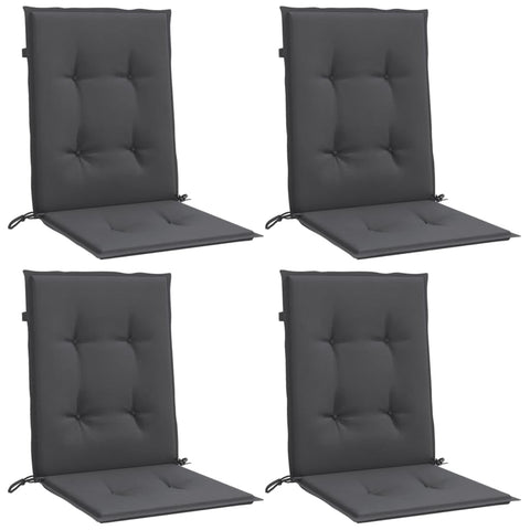 vidaXL Lowback Chair Cushions Seat Pads 4 Pcs Melange Anthracite - Polyester Fabric, Foam Fiber Filling, Indoor/Outdoor Use, 39.4"x19.7"x1.6"