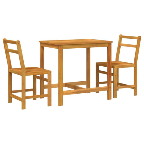 vidaXL Balcony Set Outdoor Garden Patio Furniture 3 Piece Solid Acacia Wood - Small Spaces/Slatted Design/Rectangular Table with 2 Chairs