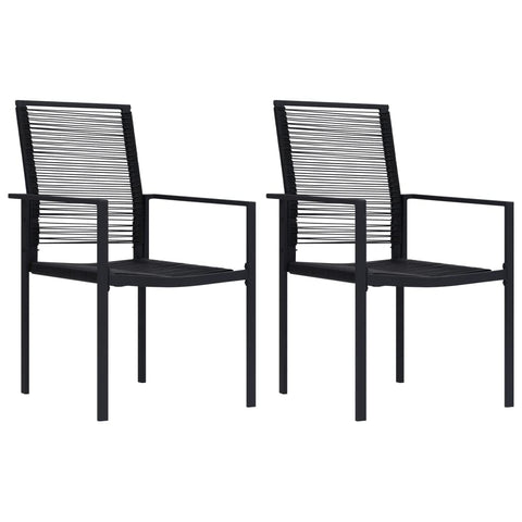 vidaXL Patio Chairs 2 pcs Black PVC Rattan - All Weather Outdoor Seating Ideal for Garden, Deck, Patio or Poolside Lounge