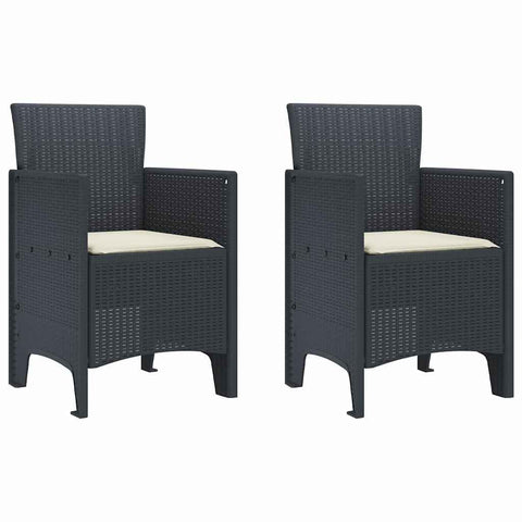 vidaXL Garden Chair 2 pcs Anthracite 20.87 x 19.29 x 33.46 in, Garden & Terrace, Stylish Armchair, Rectangle Outdoor Seat, Tough Patio Chair, Comfy Lounge for Chillin