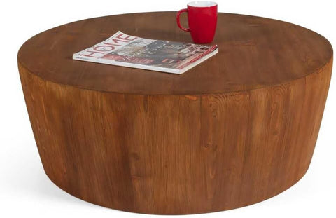 BATAMEX Handcrafted Solid Wood Round Coffee Table