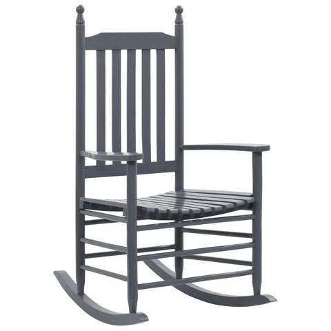 vidaXL Rocking Chair Grey Poplar Hardwood Standard Rocking Chair