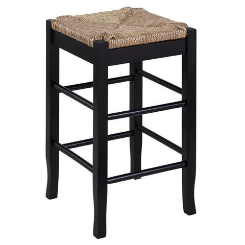 Boraam Square Rush Seat Counter Height Stool, 24-Inch, Black