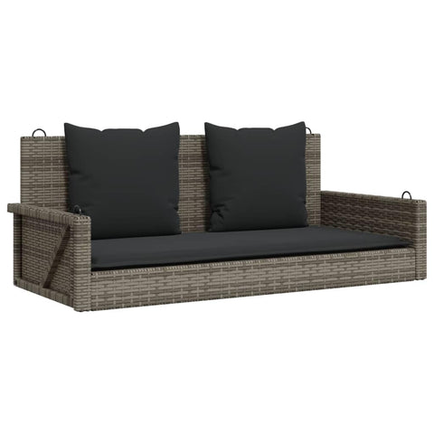 vidaXL Poly Rattan Swing Bench with Cushions - 47" Gray, Outdoor Patio/Garden Lounge Seat/Chair/Swing