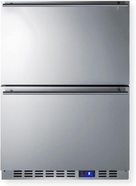 Summit 24” Two Drawer Freezer, 4.26 cu.ft. Capacity, Built-in 2 Drawer Freezer, Stainless Steel, Panel Ready Capable*- SCFF532D (Panels Not Included)