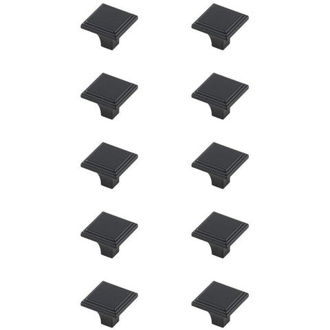 Elegant Lighting Indoor Modern Home Decorative Cabinet/Drawer Hardware Wilow 1" Matte Black Square Knob Multipack (Set of 10)