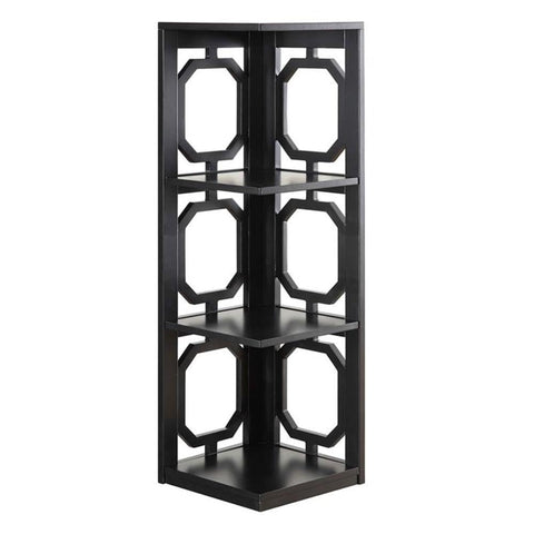 Convenience Concepts Omega 3 Tier Corner Bookcase, Black
