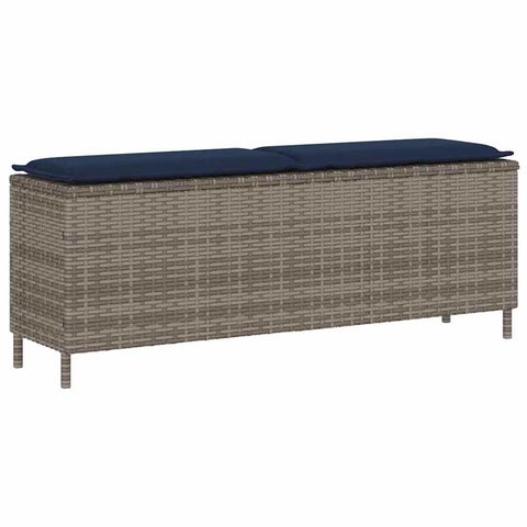 vidaXL Patio Bench with Cushion Gray 43.3"x11.8"x15.9" Poly Rattan, Garden Bench, Garden Bench seat, Garden loveseat, Outdoor Bench, Park Bench