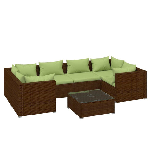 vidaXL Patio Lounge Set 7 Piece, Patio Furniture Set for Outdoor Garden, Sectional Sofa with Cushions, Corner Sofa, Poly Rattan Brown