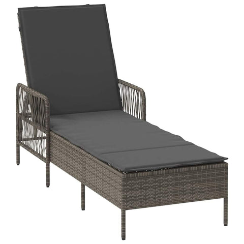 vidaXL Sun Lounger Grey and Dark Grey 21.65 x 78.74 x 36.22 in, Garden and Terrace Lounger, Rectangular, Modern Design, Durable Multi-Position Backrest, Removable Cover, Poolside Furniture
