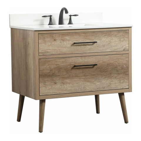 Elegant Decor Boise 36" MDF Single Bathroom Vanity with Backsplash - Natural Oak
