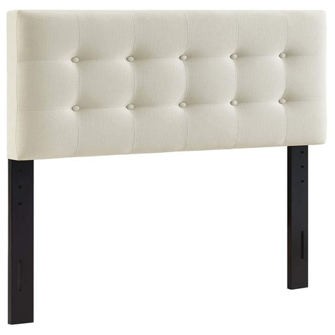 Oakestry Ivory Twin Upholstered Headboard Tufted Button Linen Fabric Padded Panel Adjustable Height Elegant Bedroom Décor Sturdy Wooden Frame Comfortable Backrest