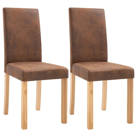 vidaXL Dining Chairs - Set of 2, Modern Design, Brown Faux Suede Leather Upholstery, Strong Wooden Frame for Stability and Durability, Easy Assembly