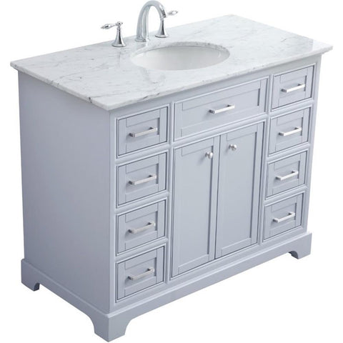 Elegant Decor Americana 42" Single Marble Top Bathroom Vanity in Light Gray