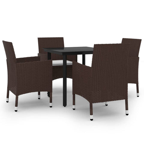 vidaXL Patio Dining Set 5 Piece with Cushions Garden Outdoor Lawn Yard Terrace Balcony Table and Chair Seat Seating Furniture Poly Rattan and Glass