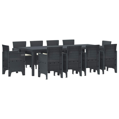 vidaXL Garden Dining Set 11 pcs Anthracite Polypropylene, Outdoor Dining Set for Garden, Modern Lightweight Table, Durable Seats for Chill Meals