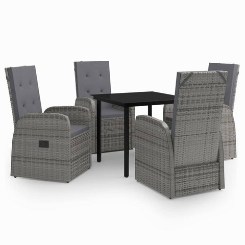 vidaXL Patio Dining Set 5 Piece, Outdoor Dining Set for 4, Table and Chair with Cushions, Dining Chair for Garden Backyard Balcony, Gray