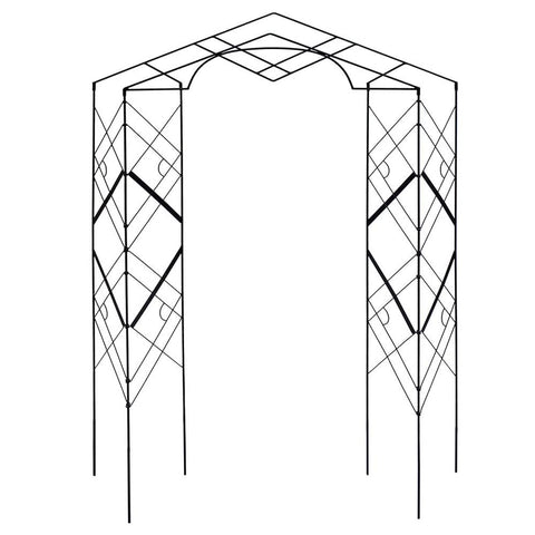 Oakestry FT-46 Athena Plant Support Wrought Iron Decorative Garden Arch Trellis Black for Ceremony Arbor Climbing Planting Patio Greenhouse Bridal Party