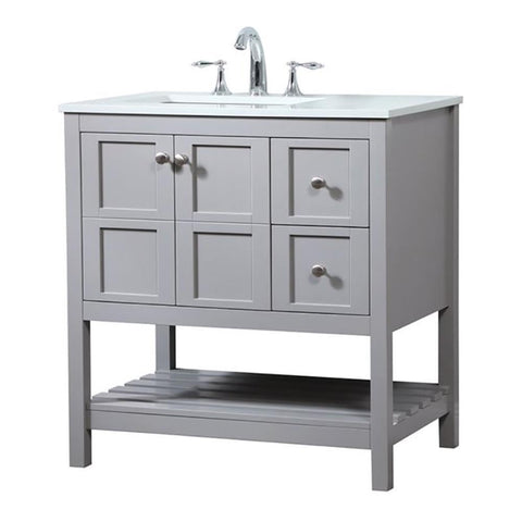 Elegant Decor Theo 32" Zinc Alloy MDF Single Bathroom Vanity in Gray