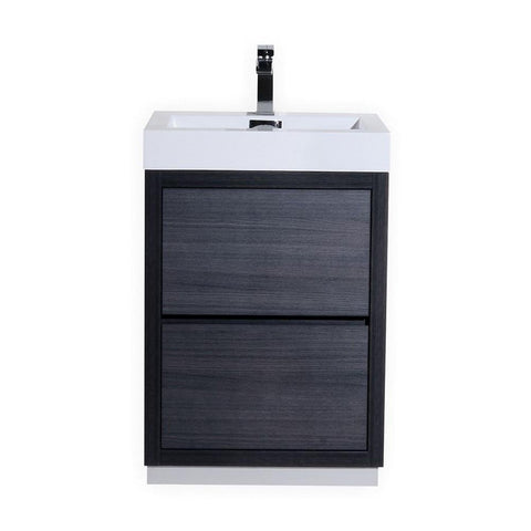 Bliss 24? Gray Oak Floor Mount Modern Bathroom Vanity