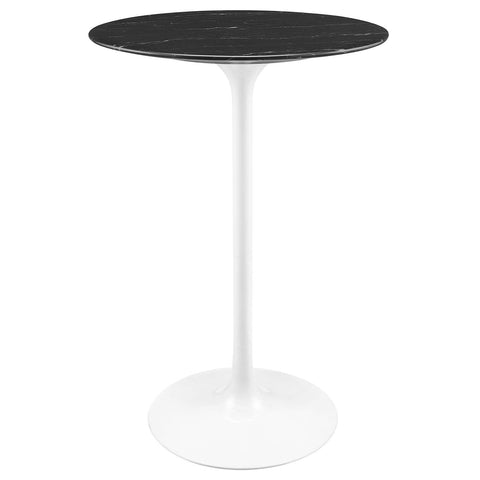 Modway Lippa Round 28" Artificial Marble Mid-Century Modern Bar Table in White Black