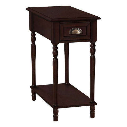 Monarch Specialties 3969 Accent, 2 Tier, Side Table, End, Narrow, Nightstand, Storage Drawer, Brown Table-24 H/Cherry Veneer, 12" L x 22" W x 24.5" H