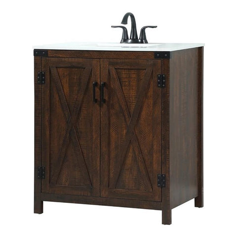 Elegant Decor Grant 30" Aluminum MDF Single Bathroom Vanity in Expresso