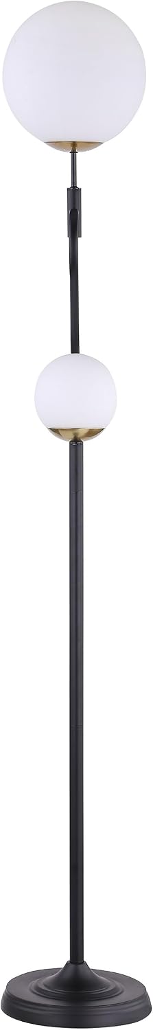 Coaster Home Furnishings - Dacki - Metal Floor Lamp with Dual Spherical Glass Globe Shades and S-Curve Stand - Living Room - 69-Inch - Black - 920243